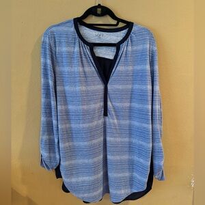 Blue Stripe Mixed Media Top